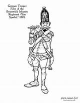 Coloring Revolution Revolutionary Uniforms Printcolorfun Solder Troops Specht 1776 Infantry Regiment Fifer Brunswick sketch template