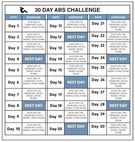 30 Day Workout Calendar Printable