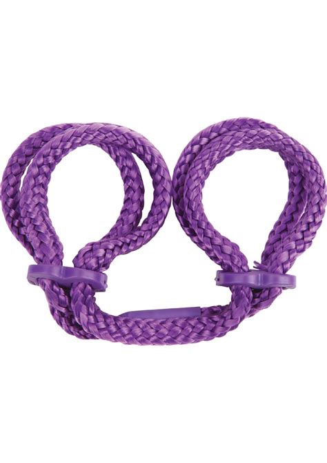 japanese purple silk rope wrist cuffs by topco sales