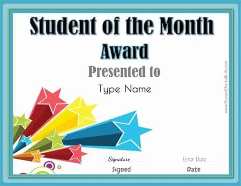 student   month certificate