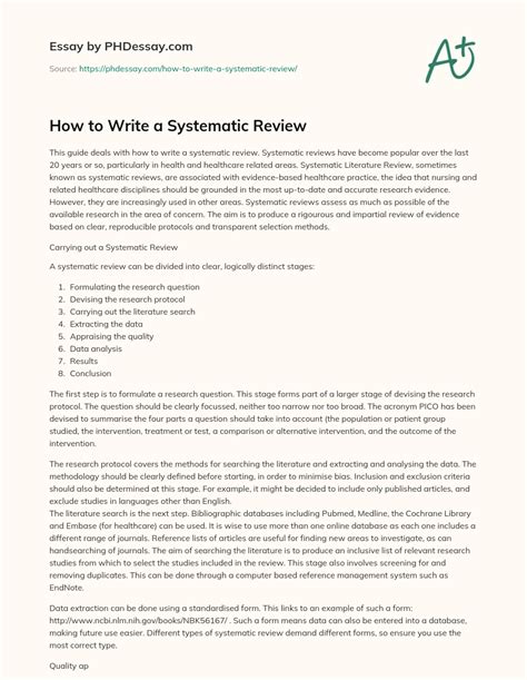 write  systematic review phdessaycom
