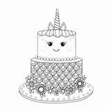 Cake Coloring Pages Unicorn Cute Printable Print sketch template