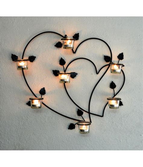 artica double heart black metal wall sconce pack of 1 buy artica