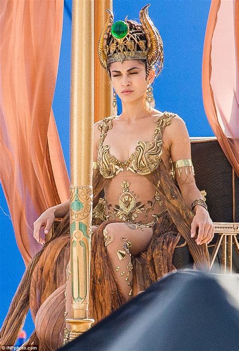 elodie yung slips into sexy gold bodysuit in new film god s of egypt daily mail online