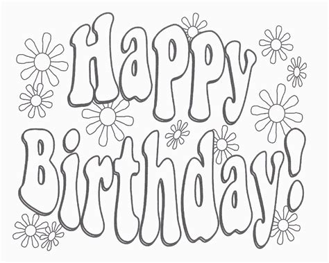 black  white birthday cards printable happy birthday coloring pages