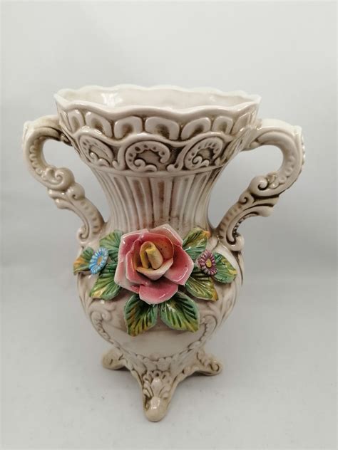vintage italian capodimonte porcelain vase capodimonte urn etsy handcrafted vase mccoy