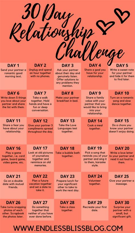 30 day relationship challenge endless bliss relationship challenge
