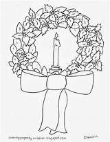 Wreath Christmas Coloring Pages Candle Print Bow Kids sketch template