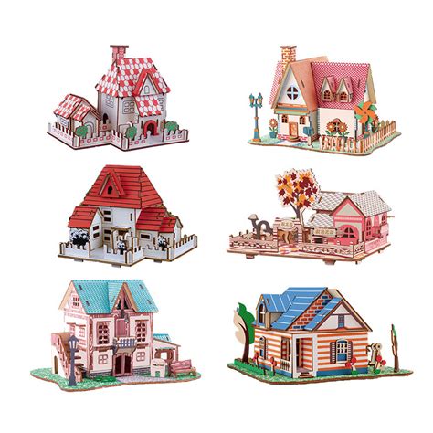 educational wooden house 3d jigsaw puzzles diy toys china wooden