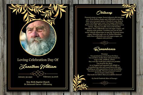 funeral program template  funeral card template etsy funeral