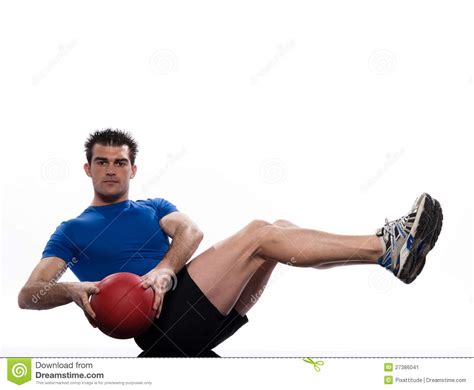man fitness ball worrkout posture exercise stock image image 27386041