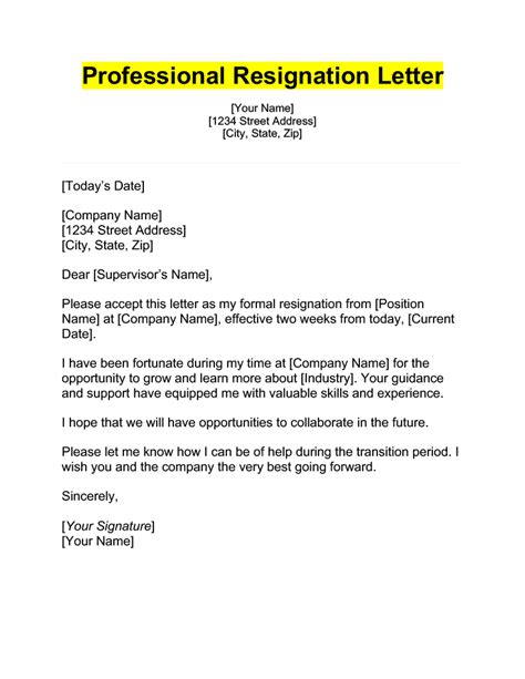 weeks notice letter  examples template