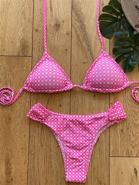 Pink Gingham Brazilian Bikini Bikini Set Made In Brazil Etsy