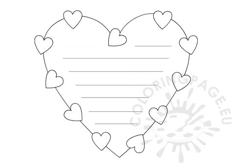 heart writing paper template coloring page