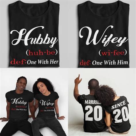 Couples Shirt Hubby Wifey Married Since Customize Couple Shirts