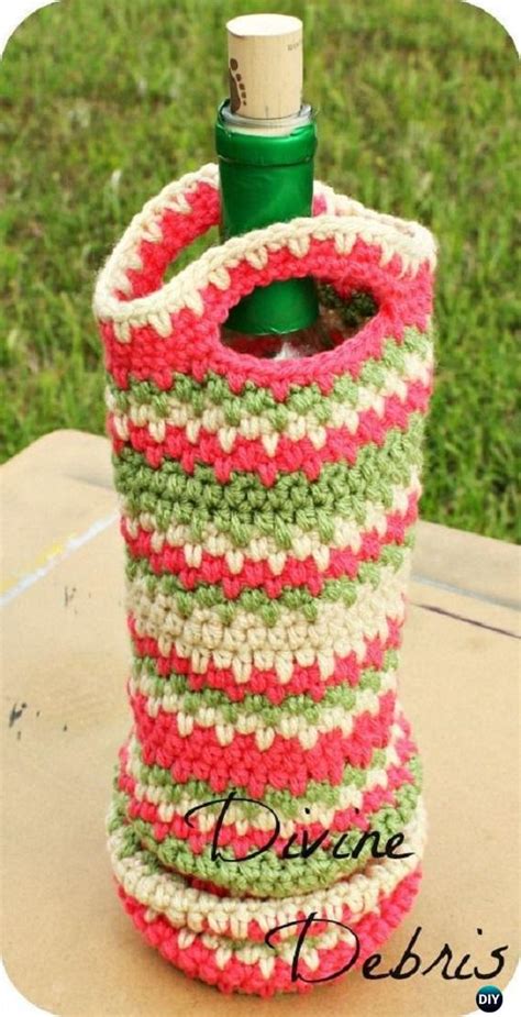 crochet wine bottle cozy bag sack  patterns