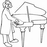 Piano Beethoven Coloring Playing Pages Play His Mozart Color Template sketch template