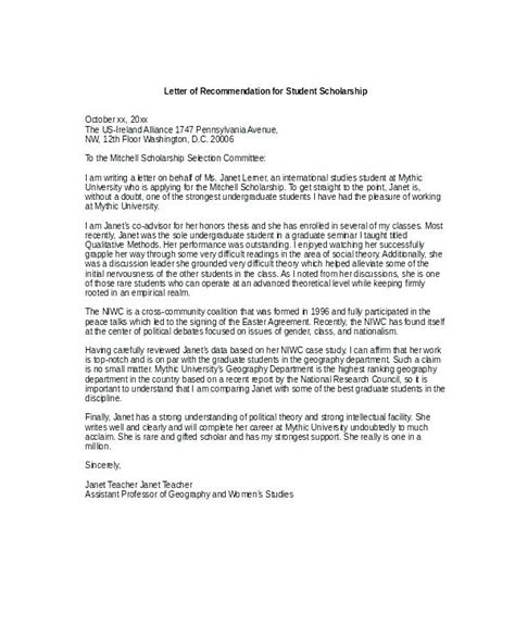 scholarship recommendation letter template  sample  format