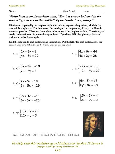 solving systems  linear equations  substitution worksheet db