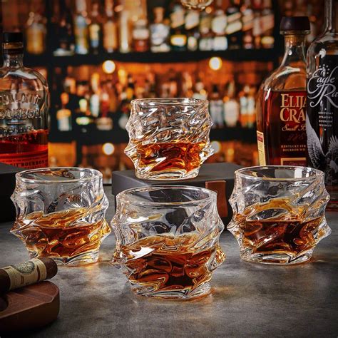Sculpted Whiskey Glasses Set Of 4
