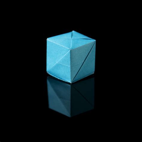 blue cube  cube folded   single sheet  folds  flickr
