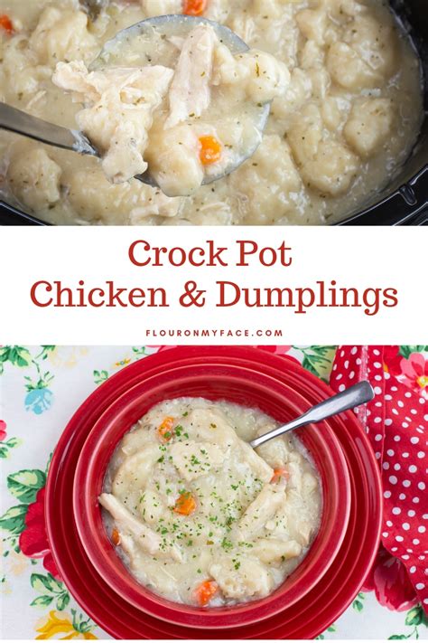 easy crock pot chicken and dumplings recipe made with canned biscuits