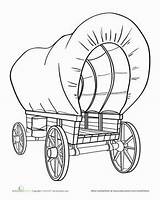 Wagon Covered Color Pioneer Westward Expansion Western Education Worksheet Worksheets Kids Coloring Draw Pages Pioneers Printable Drawing Colouring Crafts Prairie sketch template