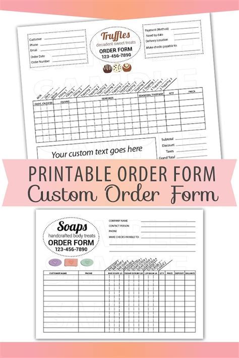 order form  custom order form craft order form template etsy