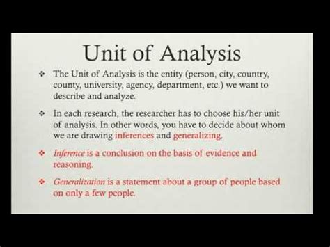 research methods ii formulating  research question unit  analysis
