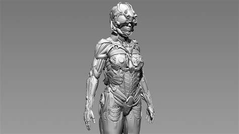 sci fi female character v2 3d model obj ztl