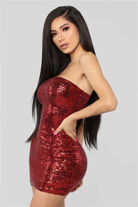 Mad About You Sequin Dress Red Dresses Fashion Nova