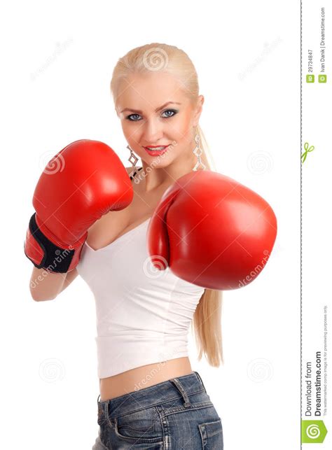 Woman With Boxing Gloves Stock Image Image Of Blond 29734847