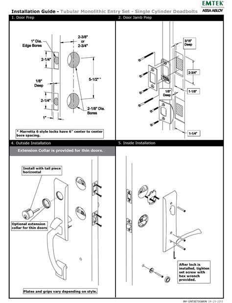 assa abloy emtek tubular monolithic entry set installation manual   manualslib