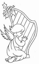 Angel Harp Coloring Christmas Pages Patterns Embroidery Harpa Flickr Angels Para Colorir Natal Desenho Pintura Desenhos Colouring Anjo Todos Clipart sketch template