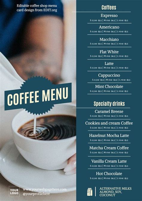 coffee menu templates  print