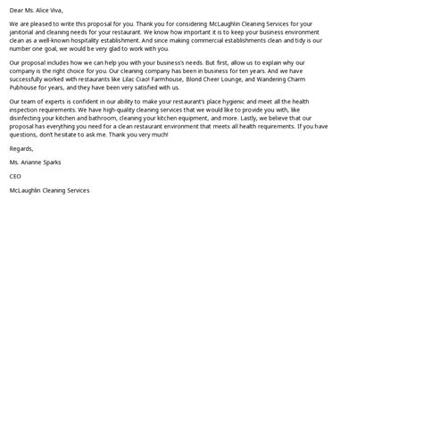 proposal letter  cleaning services template   google docs