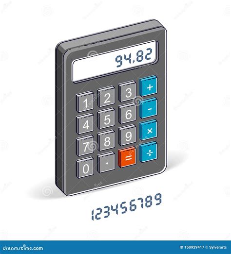 calculator isolated  white background  letters set easy editable  put  numbers