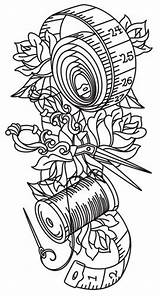 Tattoos Thimble Patrones Bordado Bordar Costura Traceable Seamstress Sleeve Patchwork Inkleur Prente Outlook Paintingvalley Stitchery Bordados Mangas Diseños Coser Tatuajes sketch template