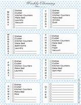 Images of House Cleaning Chart