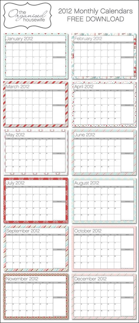 monthly calendar pages    list calendar pages