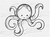 Octopus Drawing Cute Pencil Sea Getdrawings Junk Lines Creatures sketch template