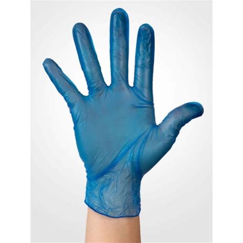 blue vinyl disposable gloves powder