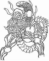 Coloring Predator Xenomorph Movie Aliens Avp sketch template