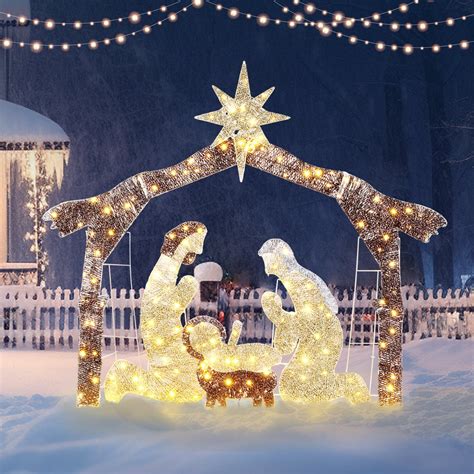 zimtown ft outdoor nativity scene christmas lighted nativity jesus