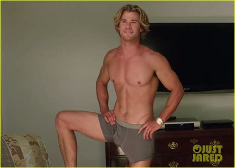 chris hemsworth is shirtless and shows his assets in vacation trailer watch now photo
