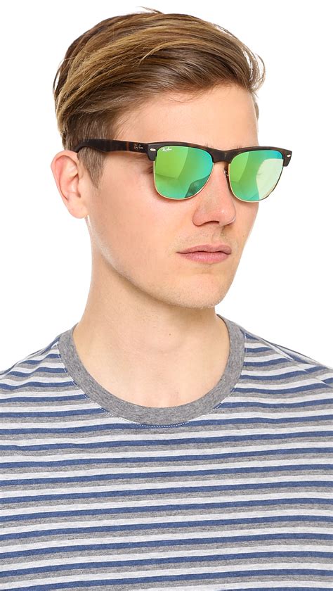 lyst ray ban oversized clubmaster sunglasses with mirrored lens in