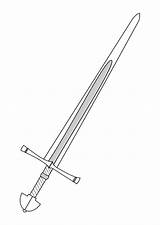 Sword Coloring Outline Pages Clipart Medieval Printable Large Edupics sketch template