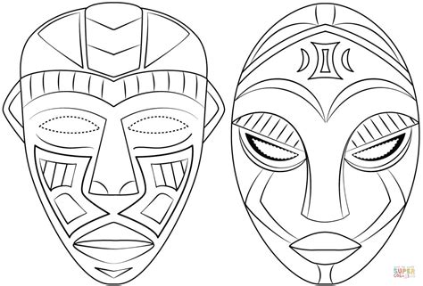 african masks coloring page  printable coloring pages