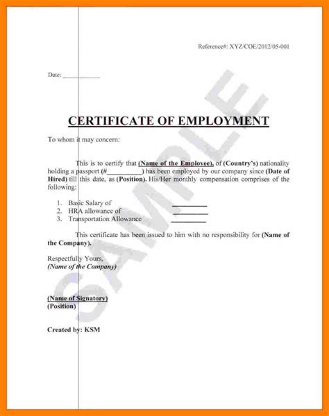 employee certificate  service template great sample  fresh