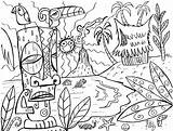 Coloring Hawaii Pages Tiki Color Adult Drawing Island Tony Book Adults Complicated sketch template